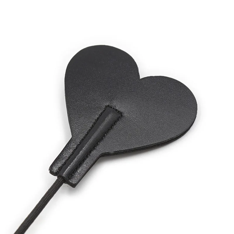 50CM PU Leather Whip Heart-Shaped Paddle,Riding Crop Equestrianism Horse Whip with Crystal Handle