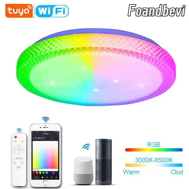 foandbivi luminaria de teto led inteligente tuya wifi montagem na superficie lampada regulavel controle por voz alexa google home rgb 01