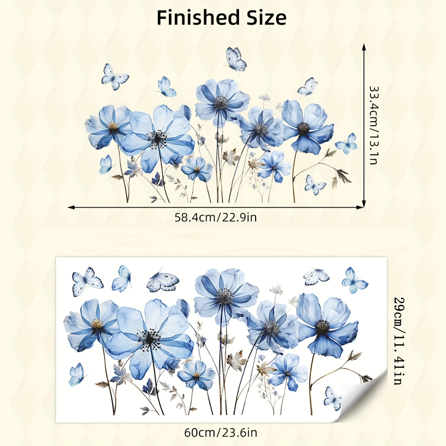 رومانسية الفراشة الزرقاء النرجس البري الزهور ملصقات جدار غرفة نوم الشرفة خلفية ديكور الجدار ملصق زهرة خلفية الشارات