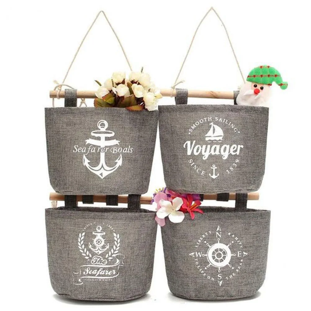 

Wall Hanging Rudder Storage Bag Cotton Linen Organizer for Home Decor Kitchen Bedside Magazine Jewelry Keys Linen Hanging Bags