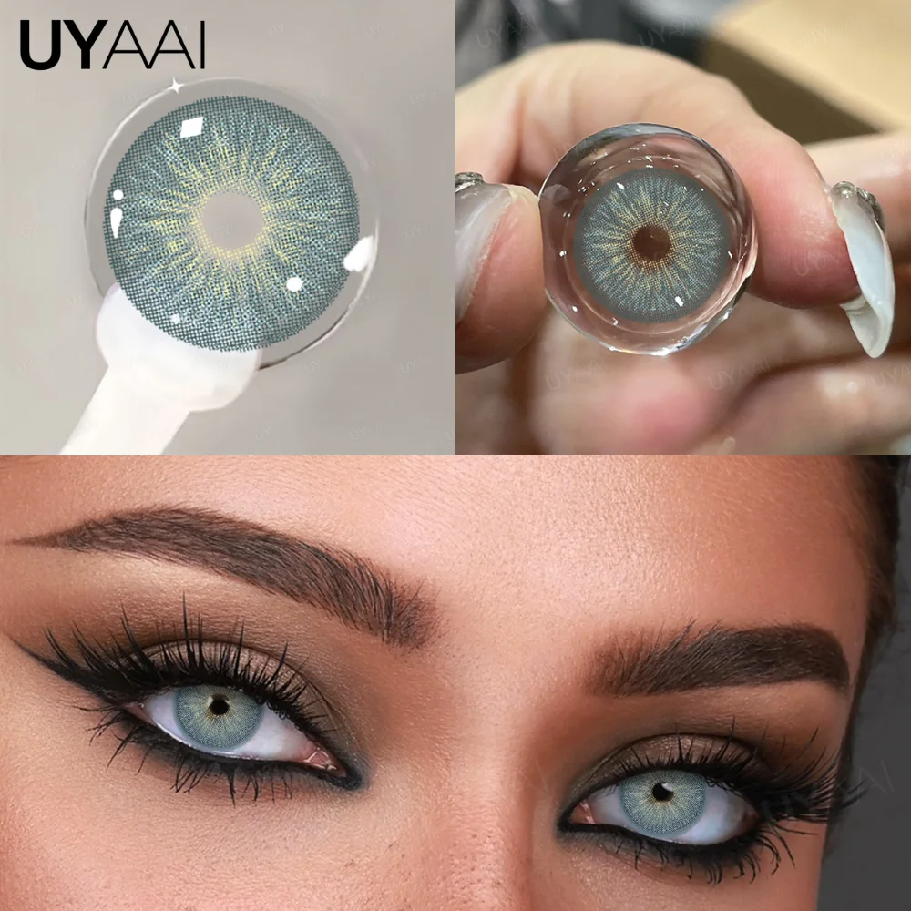 UYAAI Cleopatra 2 uds gran oferta pupilas de colores para ojos verde aspecto Natural contactos oculares lentes de moda grises lentes de Color de belleza