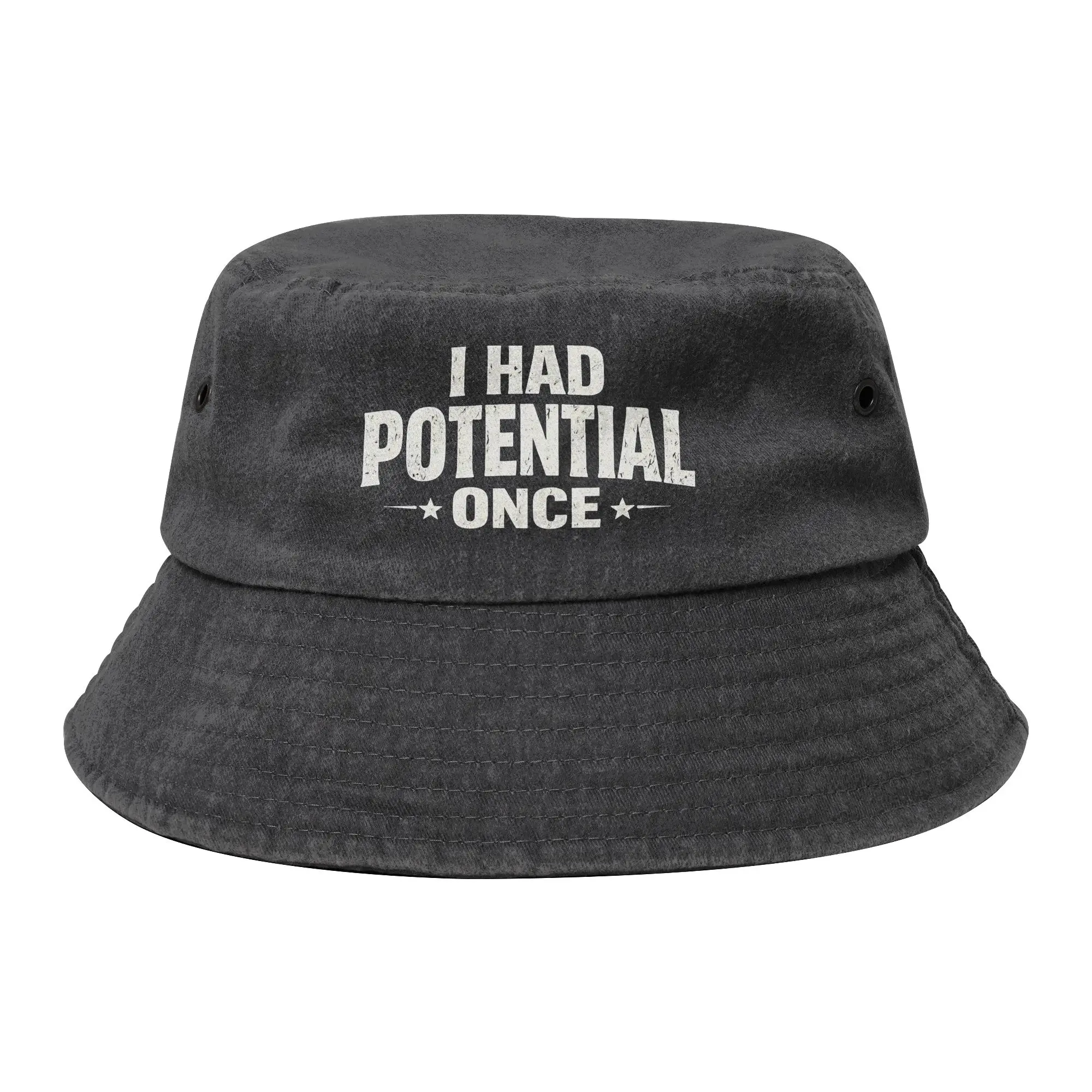 Style I Had Potential Bucket Hat Unisex Project Hail Mary Meme Distressed Denim Fishing Fisherman Hats Getaway Headwear Bob