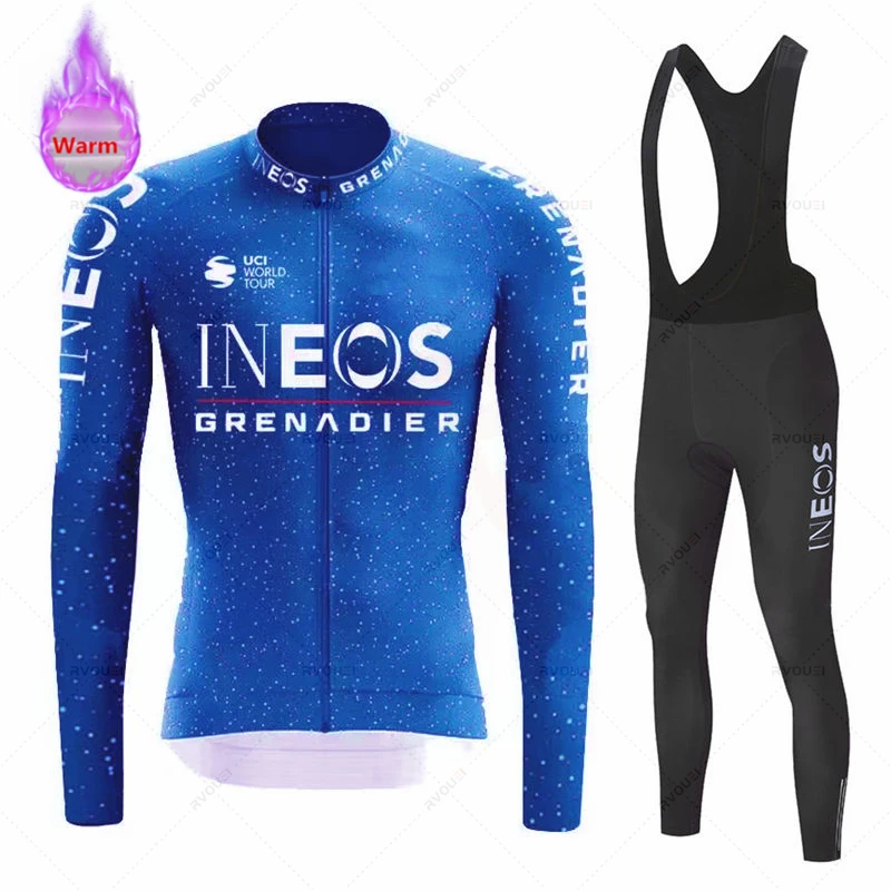 Ineos Grenadier Team 2023 Winter Cycling Jersey Set Thermal Fleece Bicycle Clothing Road Bike Clothes Ropa Ciclismo MTB Uniform