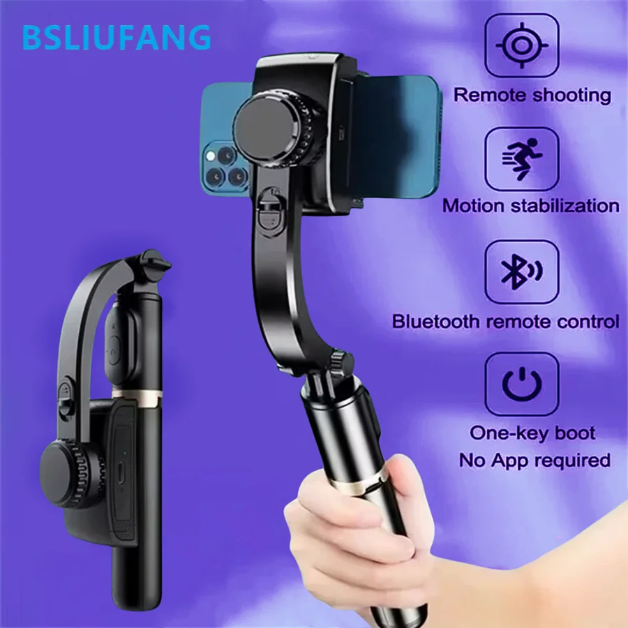 BSLIUFANG nuevo mini rotación de 360 modos de disparo estabilizador cardán para teléfono inteligente fotografía en vivo trípode/palo Selfie