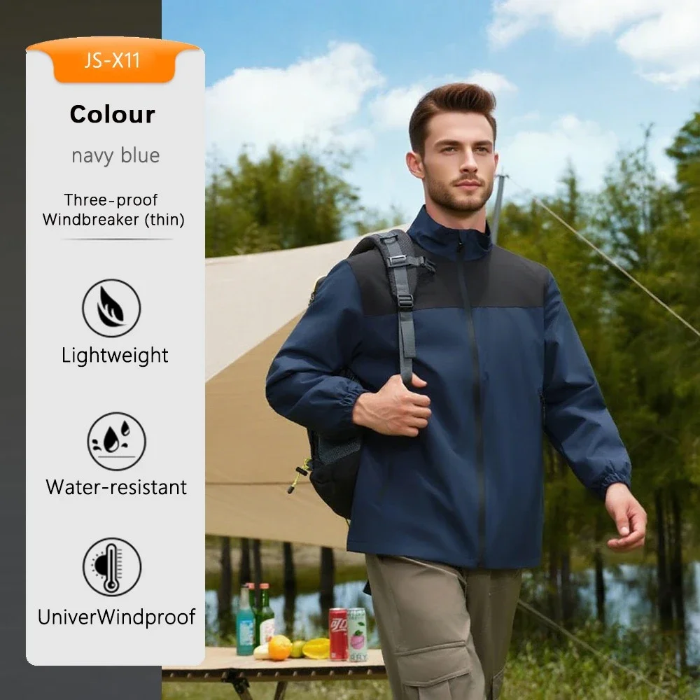 

Stand Collar Jacket Men Women Outdoor Casual Three-proof Windbreaker Hiking Coat Autumn Winter Sportswear​​s Long Sleeved Tops