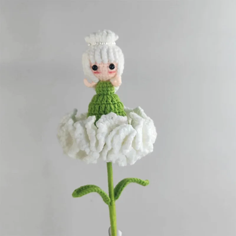 تخصيص اللون لطيف دمية زهرة ، الكروشيه قرنفل دمية زهرة لهدايا العيد ، الزهور الاصطناعية اليدوية ديكور المنزل