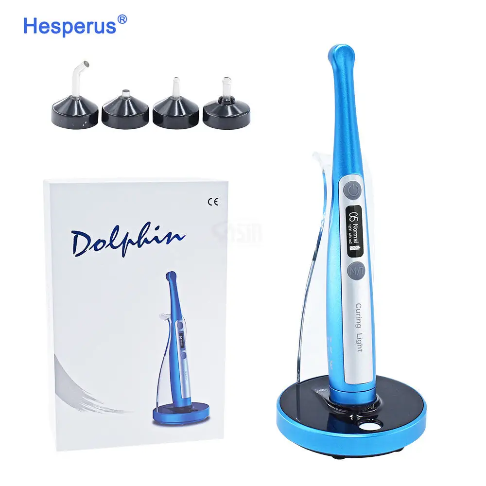 Den tal Dolphin Lamp LED Curing Light Wide Spectrum1 Second Metal Body With Caries Detector Built And Meter Max 2600 mW/cm