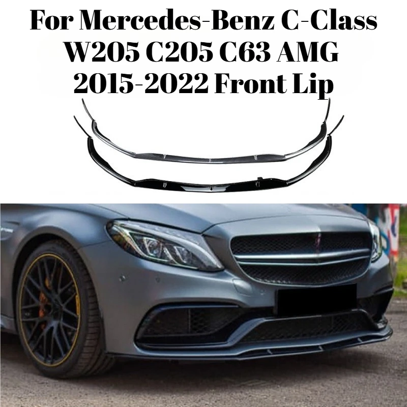 

For Mercedes-Benz C-Class 15-22 W205 C205 C63 AMG Coupe Front Lip Spoiler Splitter Wind Knife Exterior Tuning Accessory Styling