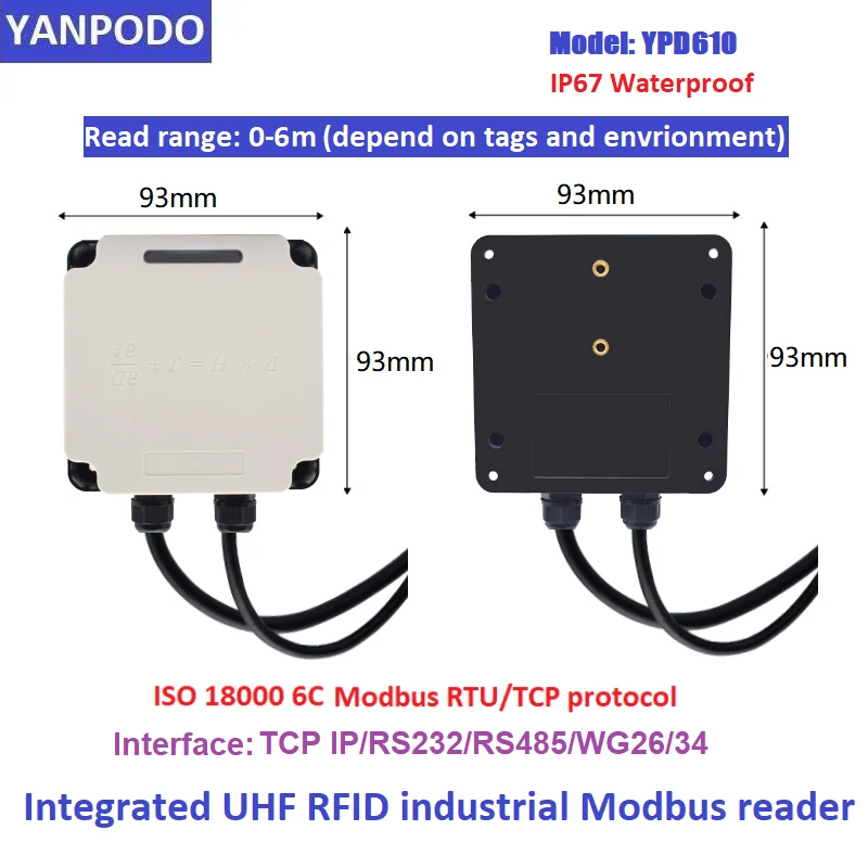 Yanpodo RFID Reader Modbus Protocol UHF Integrated Reader TCP IP RS232/485 WG 6m free SDK for industry production anti-collision