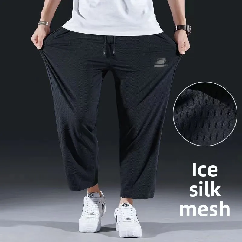 

Qui Dry Ice Silk Men's Casual Pants Summer Lightweight Straight Leg Breathable Large Size Sports Outdoor Air Conditioning