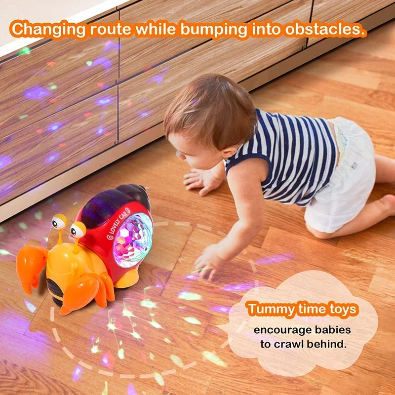 Electric Universal Hermit Crab with Light Toddler Toys Cartoon Baby Crawling Toy Electronic Animal with Music Children Gift