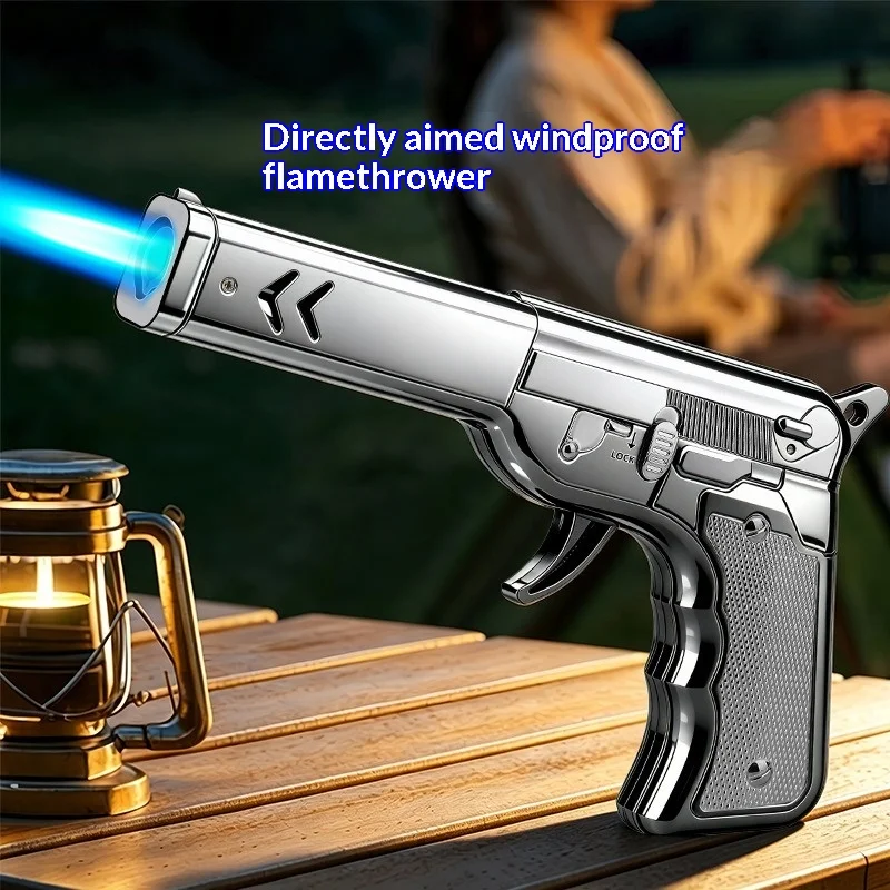 NEW Metal Torch Lighter Metal Blowtorch Blue Flame Windproof Refillable Outdoor Charcoal Ignition Torch Practical Gadget For BBQ