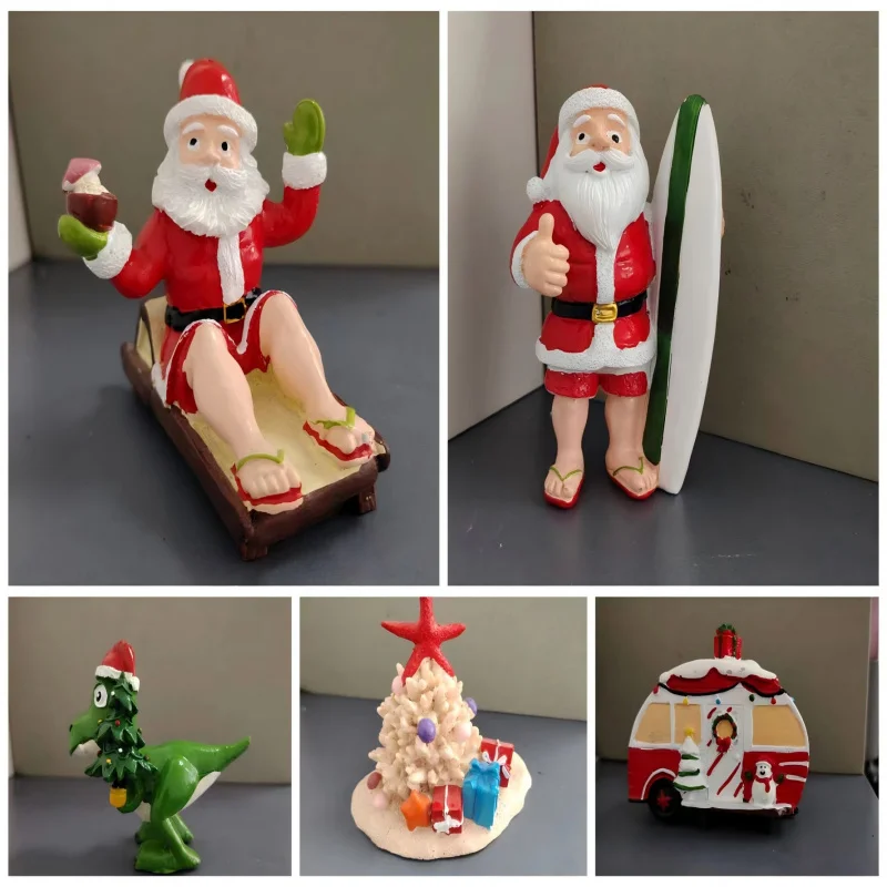 Фигурка Санта-Клауса, трансграничное креативное коралловое рождественское украшение для автомобиля, велоцираптор, подарок, ремесло из смолы