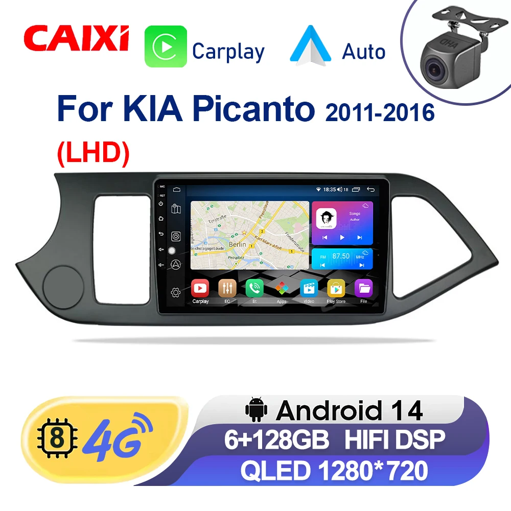 CAIXI CC9 8Core 2din Android 14 Carplay Car Radio Multimidia For KIA PICANTO Morning 2011-2016 LHD Navigation GPS IPS Head Unit