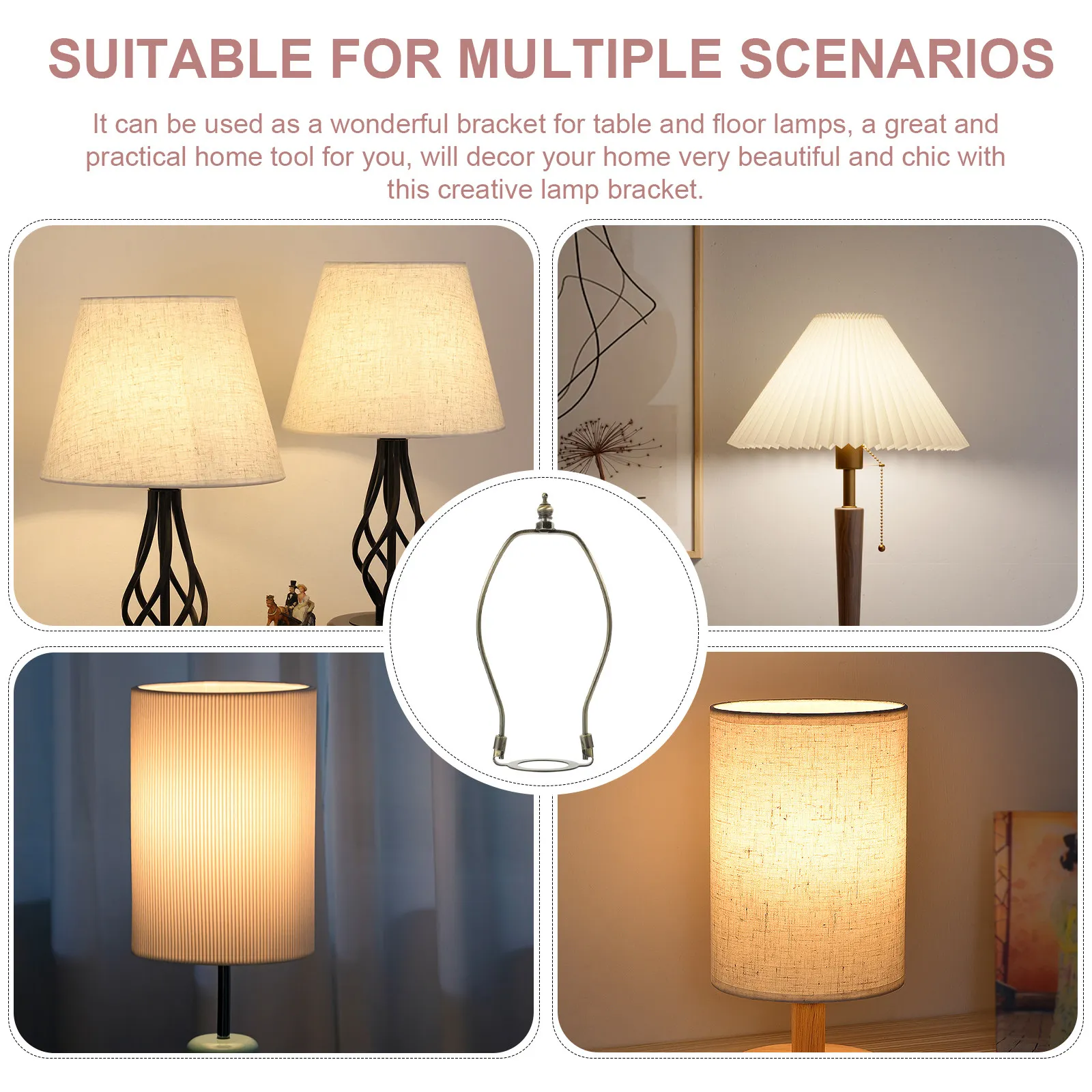 

2Pcs Heavy Duty Lamp Harp Holder Alloy Shade Bracket for Floor Table Lamps Strong Non Deform Frame for Lampshade Decorative