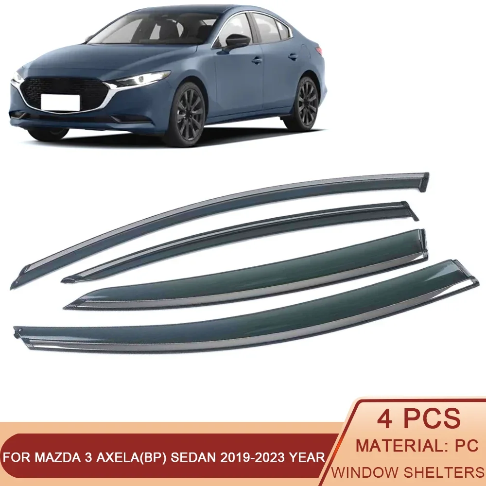 For Mazda 3 Axela(BP) Sedan 2019-2023 Car Window Sun Rain Shade Visors Shield Shelter Protector Sticker Exterior Accessories