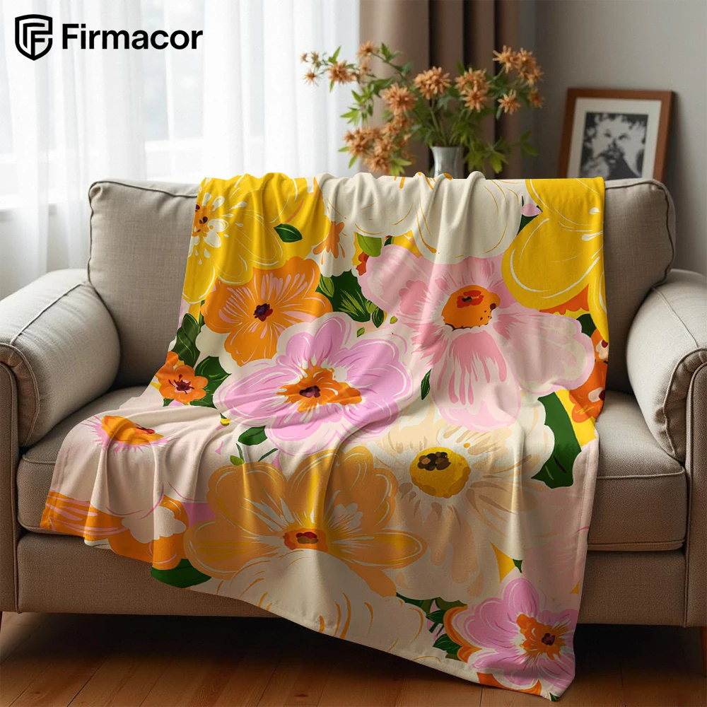 Citrus Floral Cluster Ultra Soft Sherpa Fleece Blanket Fluffy Warm Halloween Cozy Throw for Sofa Couch Bedroom Gift All season