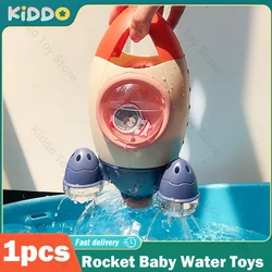 Rocket Baby Water Toys Swimming Spray Rotating Shower Bath Toys Cute Little Submarine Rocket Bathing Bathtub Toys For Kids