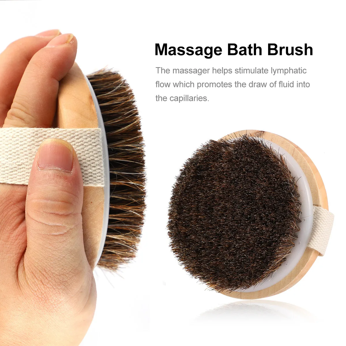 Wooden Bath Body Massage Brush Soft Bristle Shower Scrubber for Exfoliating Cleansing Spa Lymphatic Stimulating Home Use
