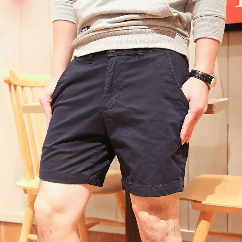 Bermuda Short Pants for Men Solid with Zipper Mens Cargo Shorts Button Big and Tall Cotton New in 2024 Fashion Streetwear Jorts