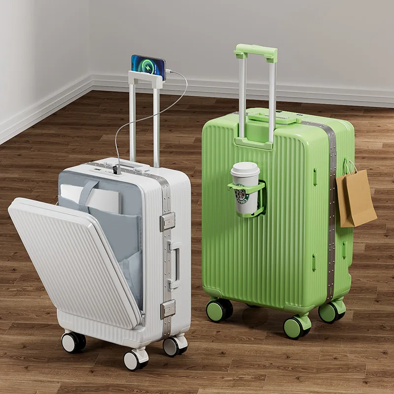 Imagem -02 - Roda Universal Senha Mala de Viagem Embarque Frente Bagagem Aberta Leve Multifuncional Usb Travelling Trolley Case