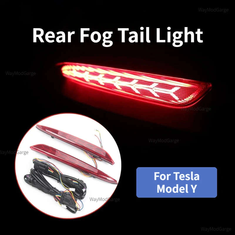 

Rear Bumper Turn Brake Fog Tail Light for Tesla Model Y Fishbone Stream Style Lamp Car Lights Personality Modification 2021-2024