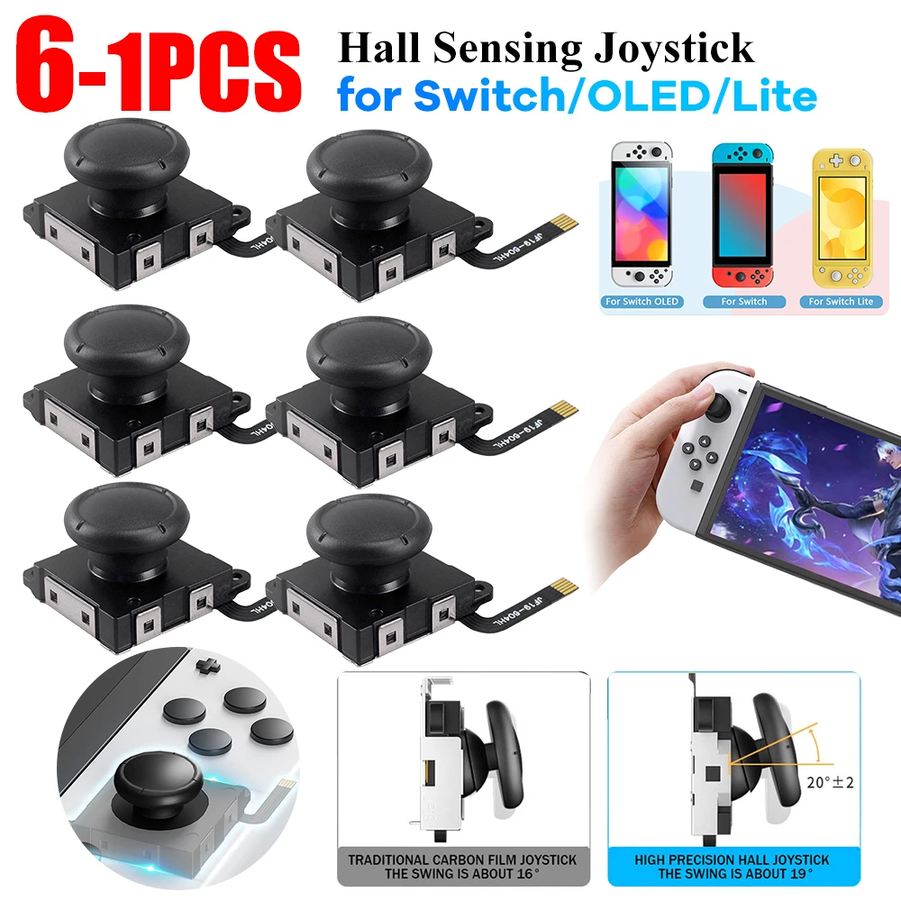 1-6PCS Hall Sensing Joystick for JoyCon Replacement No Drifting Electromagnetic Stick for Swicth / For Switch OLED/Lite