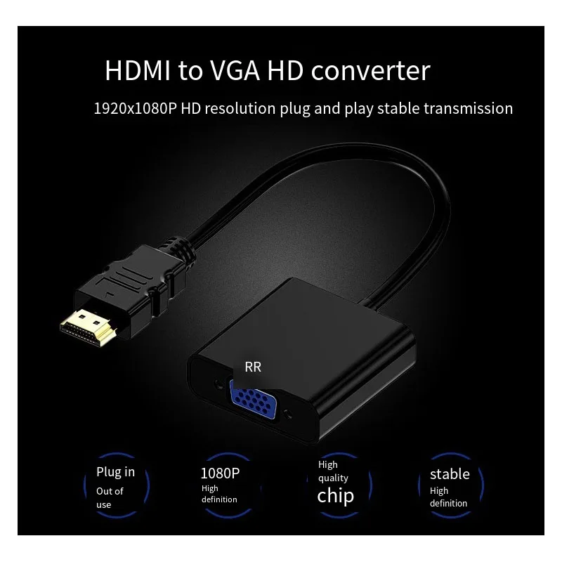 HD 1080P HDMI To VGA Cable Converter With Audio Power Supply HDMI Male To VGA Female Converter Adapter for Tablet laptop PC TV