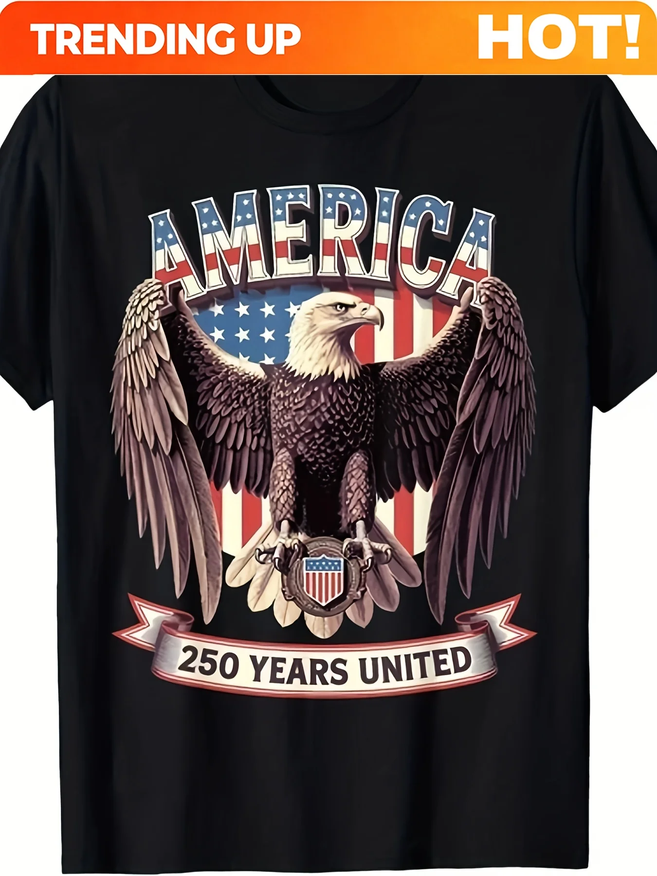 Men'S USA 250 Years United Bald Eagle Patriotic T-Shirt - Vintage Flag Graphic Tee with 250th Anniversary Design, Comfort Fit Sh