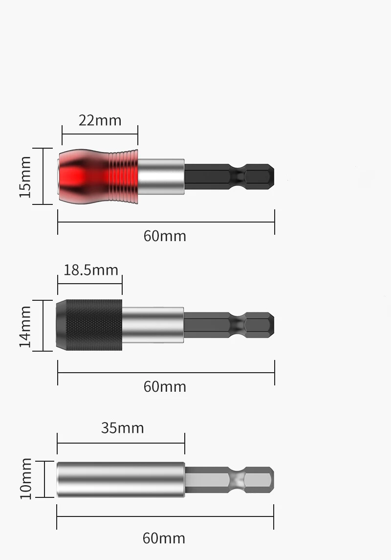 1/3/5pcs Hexagonal Handle Red Quick Release Self-locking Extension Rod 60/100/150/200mm Screwdriver Head Extension Rod Tools
