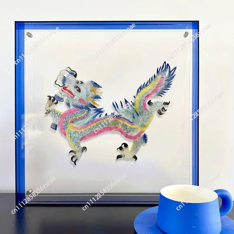 Oriental Dragon Shadow Puppetry Acrylic Wall Art, Intangible Cultural Heritage Decor, Creative Gift for Office Study & Leaders