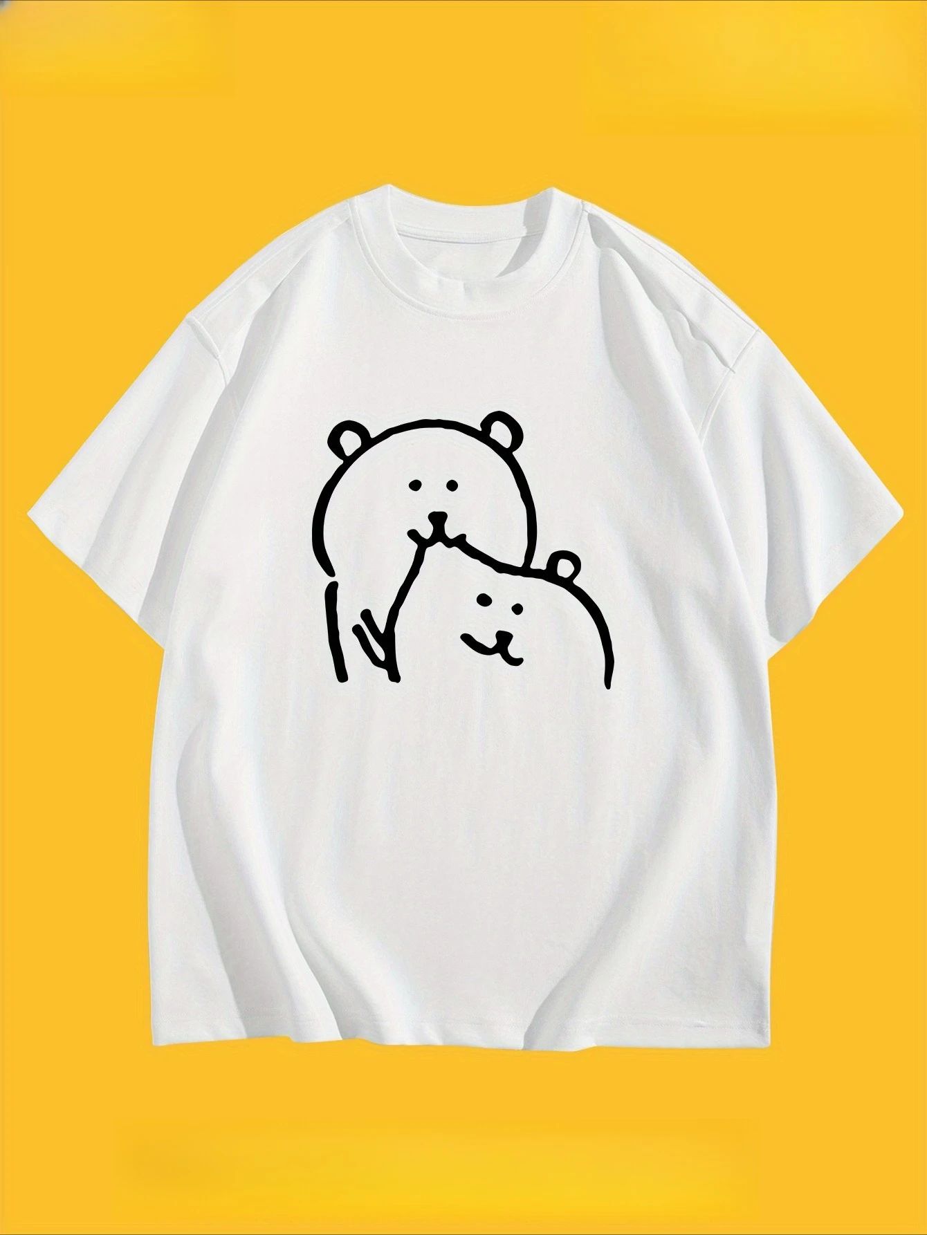 

Cute Cartoon Bear Graphic Printing Summer Autumn Winter Cotton Casual Comfortable Men and Women T-shirt Short Sleeve Outdoor