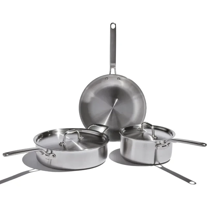 Fully Clad Stainless Steel Cookware Set Stay Cool Handle Induction Cookware Set Non Toxic Cookware Set