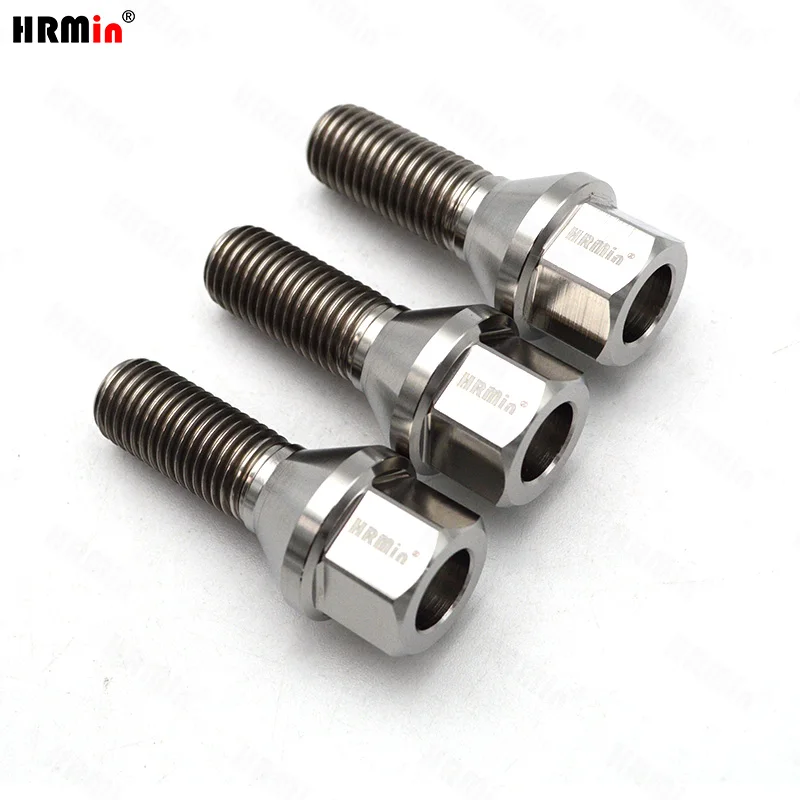 

HRMin High quality M14*1.25*28-45mm Gr.5 titanium Conical seat automotive wheel titanium bolt hub bolt For BMW MINI Racing car