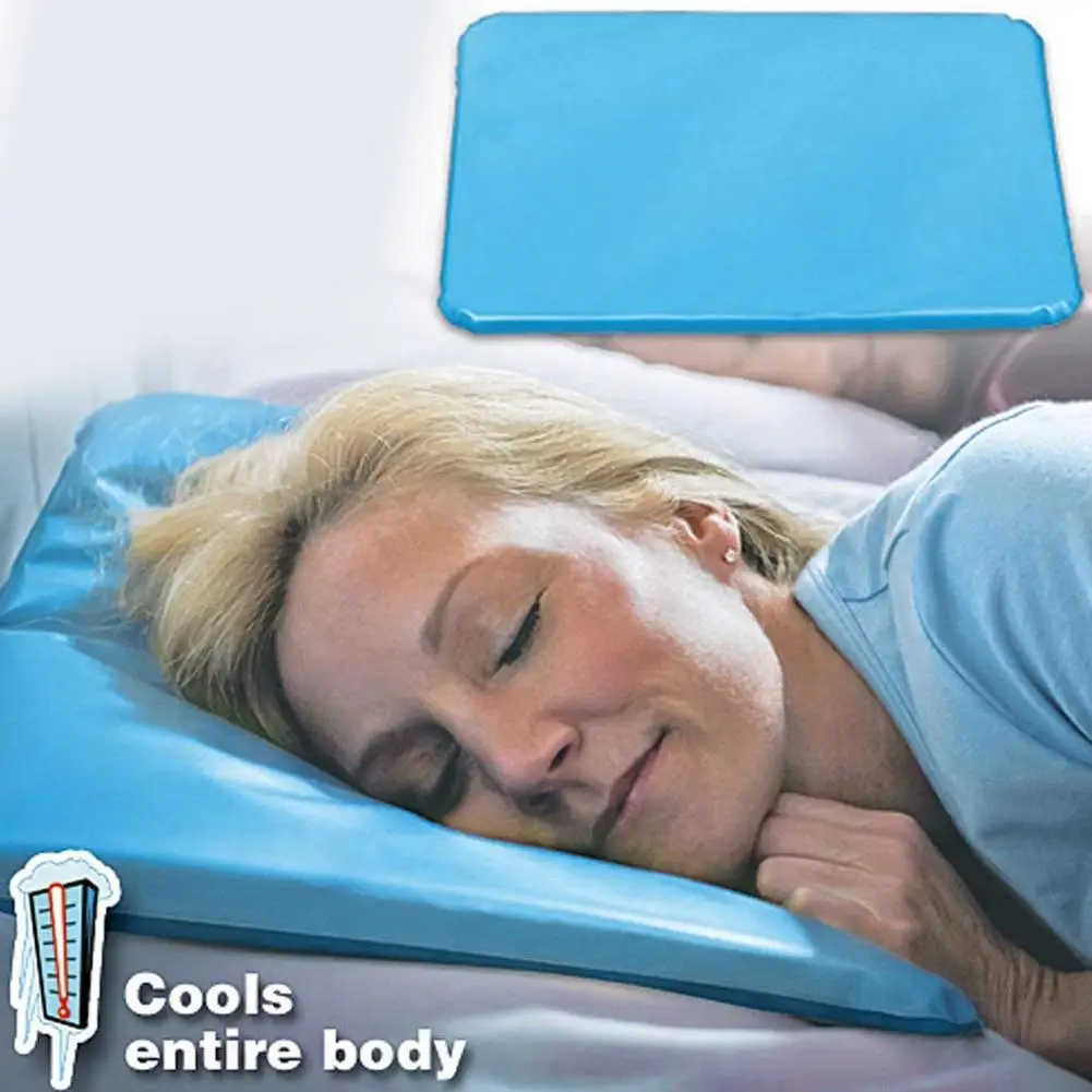 Summer Compact Cooling Gel Pillow Mat Portable Chillow Sleeping Aid for Home Office Travel Neck Muscle Relax Washable Insert Pad
