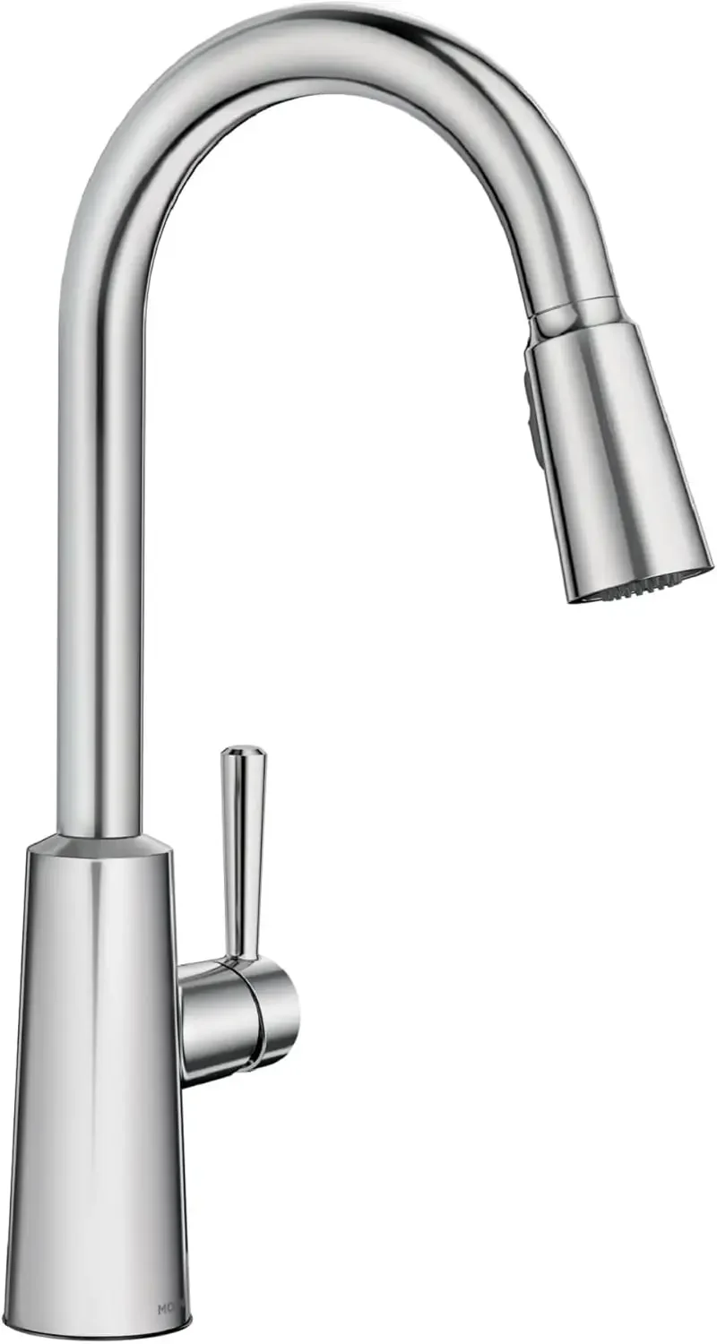 Chrome One-Handle Pulldown Kitchen Faucet Featuring Power Boost for a Faster Clean and Reflex Docking System for the Spray Head