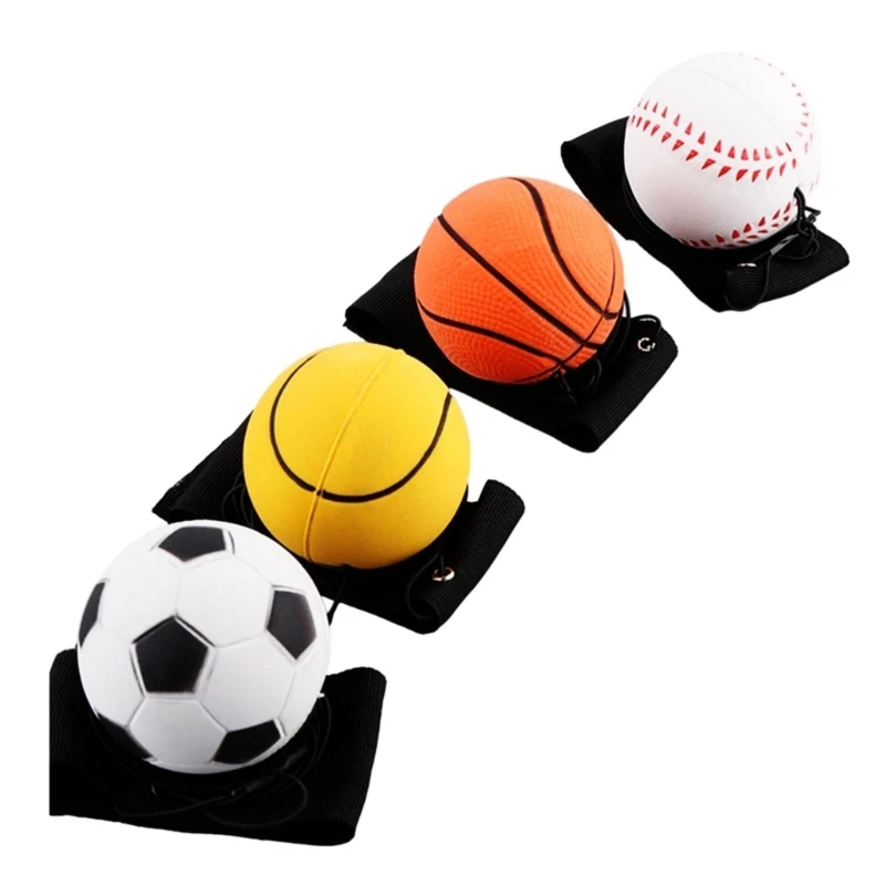 Y1UB 4Pcs Wrist Return Ball Sports Wrist Ball Wrist Band Ball Sports Ball Wrist Training Wristband Ball for Sports Exercise