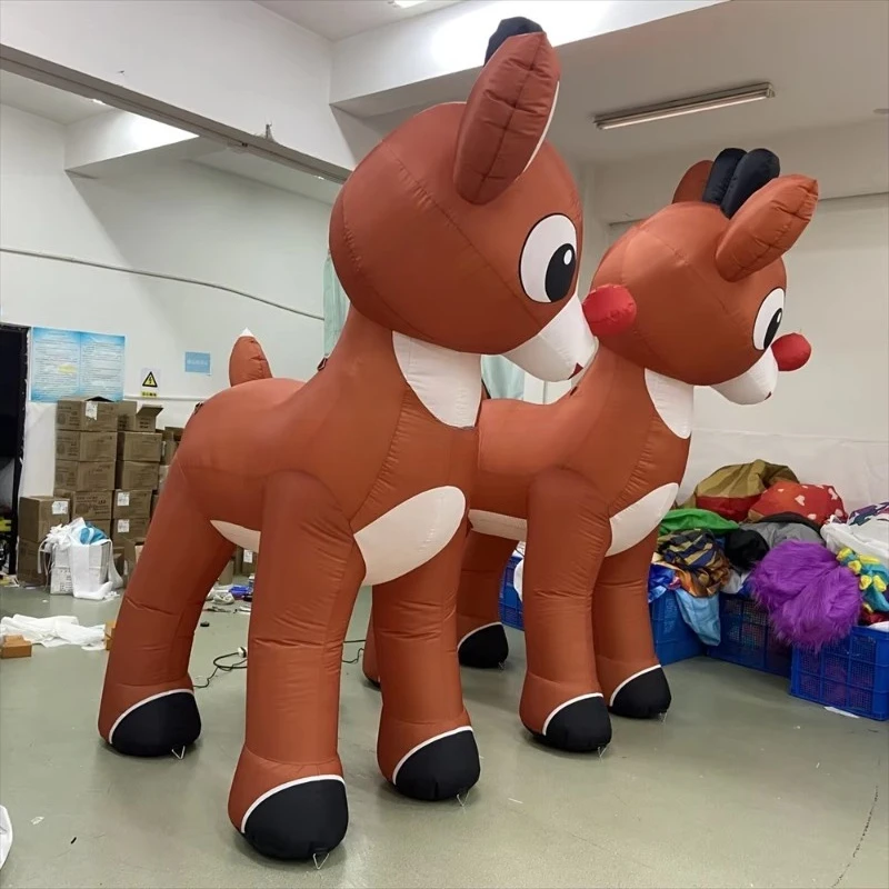 Outdoor Christmas decorations with giant inflatable Christmas deer reindeer