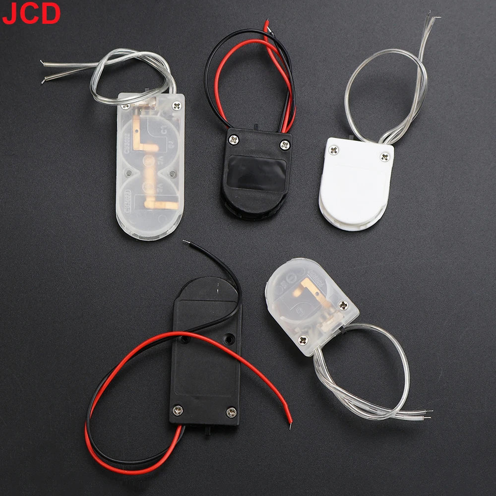 

JCD 5pcs Hold 1x 2x CR2032 Button Coin Cell Battery Holder Case Storage Black Box 3V 6V Wire Lead ON/OFF Switch Battery Box