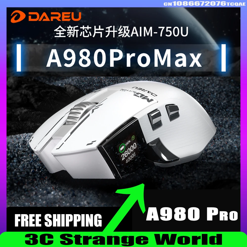 

Мышь Dareu A980pro Max 8k Return Paw3950, эргономичная игровая беспроводная мышь для электронных видов спорта, аксессуары для ПК, геймерские мыши