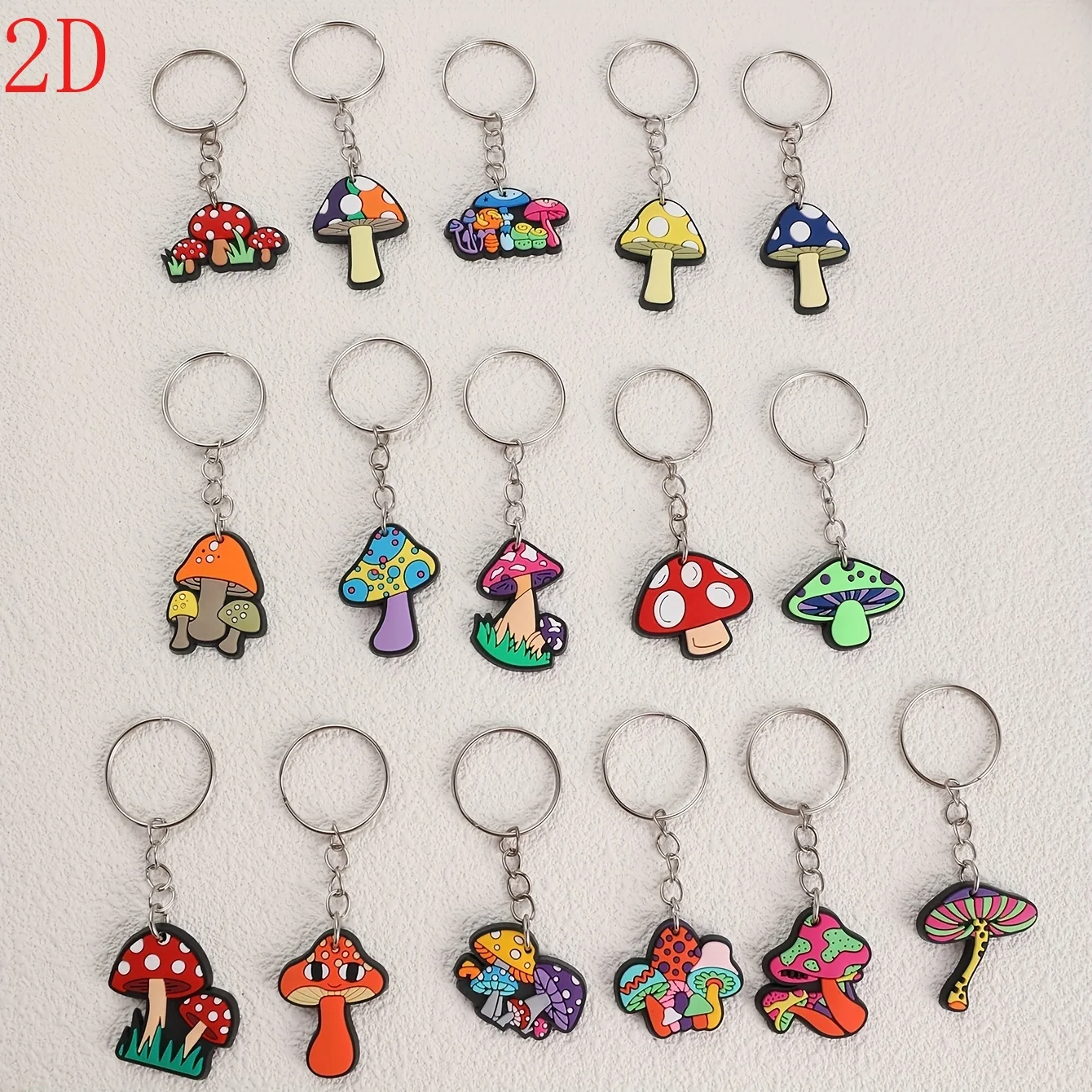 Colorful Cartoon Mushroom Acrylic Keychain Cute Fungi Pendant Key Ring Backpack Bag Hanging Ornament Plant Lovers Gift