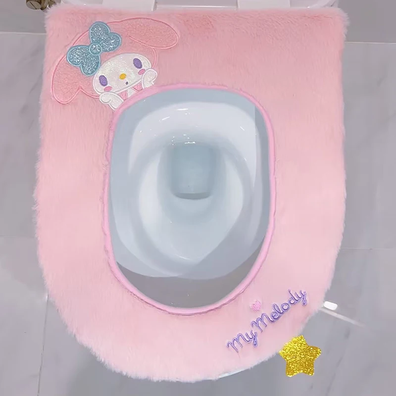 Cute Cartoon Plush Toilet Mat Household Winter Warm Toilet Waterproof Toilet Seat Cover