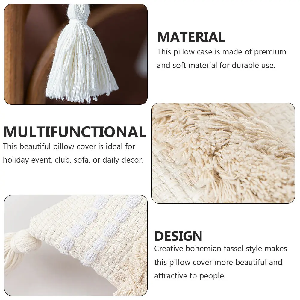 

1Pcs Bohemian Cushion Cover Creative Hand-Woven Tassel Pillowcase Decorative Home Sofa Bedroom Pillow Case Protective Cover