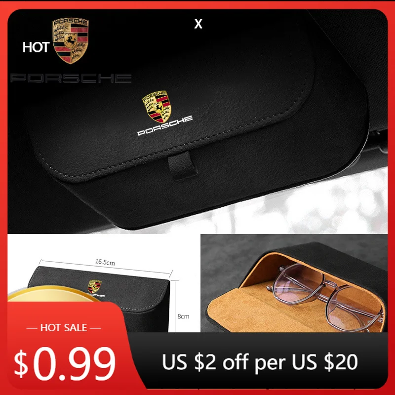 

Car Sticker For Porsche Cayman Cayenne 911 Macan 1PCS Suede Car Glasses Box Sun Visor Eyeglass Storage Clips For Porsche Cayenn