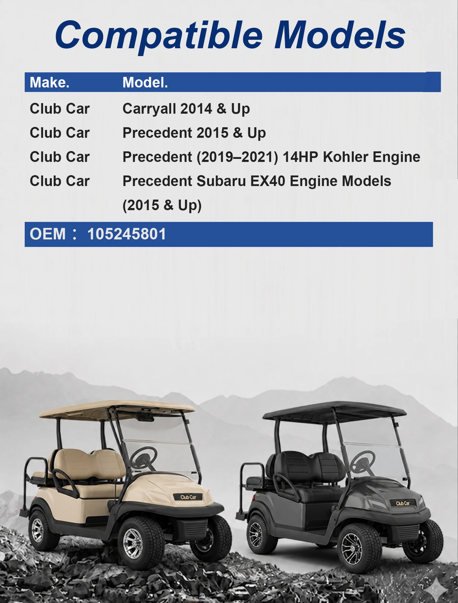 Heavy-Duty Drive Belt 105245801 Fit for Club Car Carryall 300 500 550 700 900 Carryall 2014+ / Precedent 2015