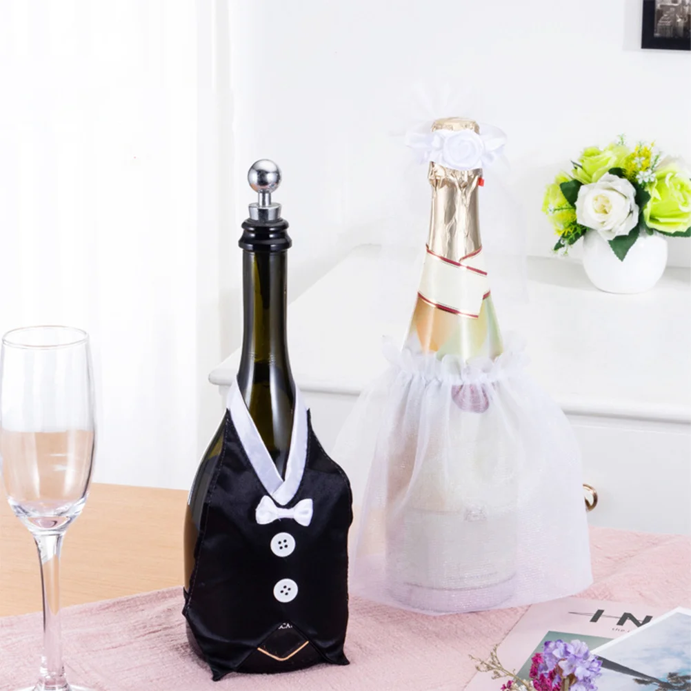 

1Set Wedding Themed Wine Bottle Covers Bridal Veil Decor Romantic Party Ornaments Supplies Romantic Wine Bottle Toppers