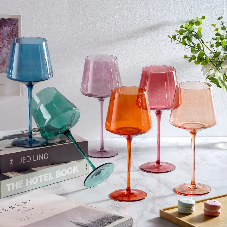

Colorful Stemmed Glass Creative Spray Wine Cup Burgundy Red Wine Goblet