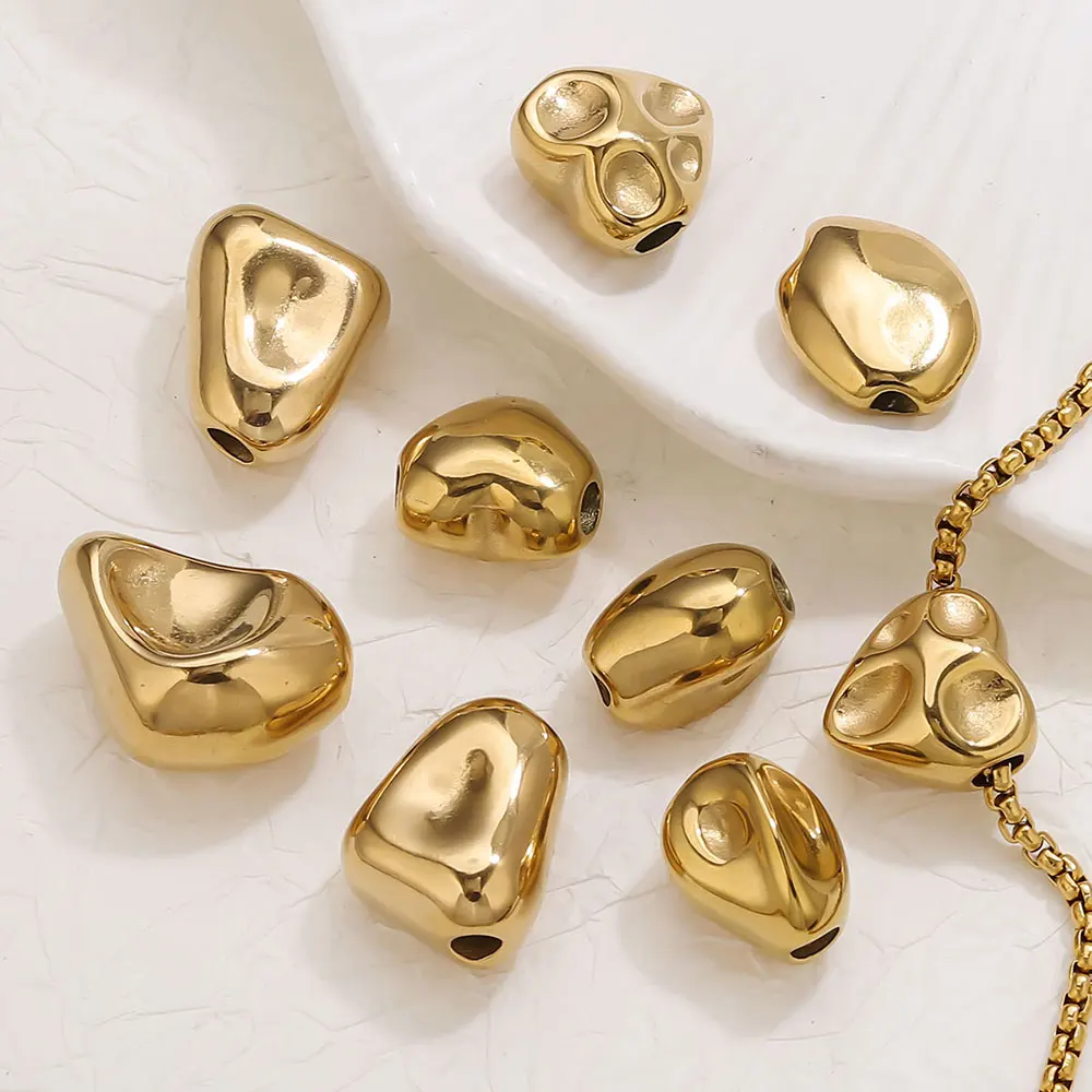 5pcs Stainless Steel Irregular Heart-shaped Baroque Style Charms Beads Suitable for Jewelry Making DIY Women Bracelets Necklaces image 4