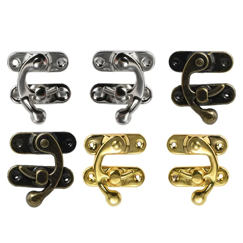 1PC Antique Iron Box Buckle Lock Iron Box Horn Lock Buckle Hasps Hook Lock Jewelry Wooden Box Latch Home Hardware