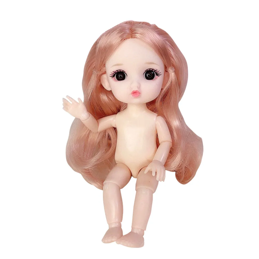 Cute 17 cm bjd Pout Doll Body 1/8 with Head and Shoes Mini Doll Naked Body 13 Movable Joints Charming Big Eyes Kids DIY Toys